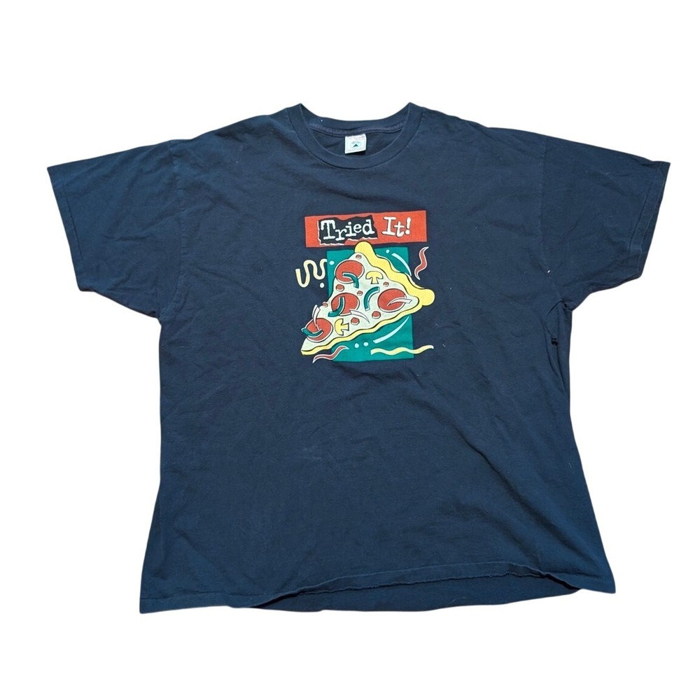 Vintage Pizza Hut Pepsi Tried It Graphic T-Shirt XXL Black 90s Advertising